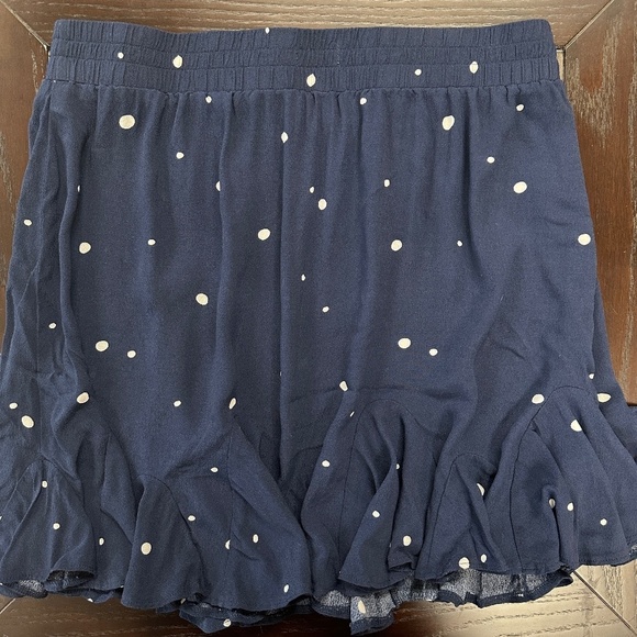 *LOFT* Petite Navy x White Polka Dot Flowy Skirt Size LP - Picture 2 of 5